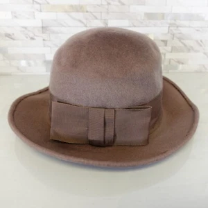 Women Hat Wool Felt Crushable Cloche Designer Brown Medium Henry Pollak Ritz Vtg - Picture 1 of 11