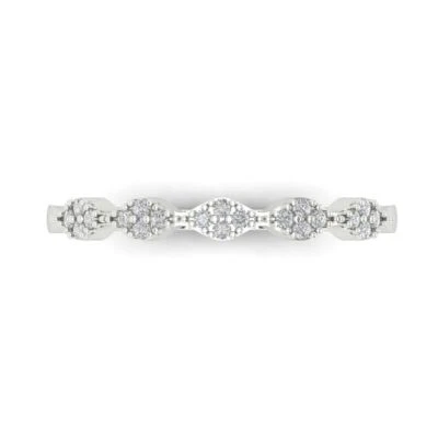 0.1 ctw Zirconia Diamond Wedding Band for Women | 14K White Gold Eternity Ring - Image 1 of 4