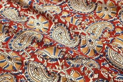 25 Yard Indian Kalamkari Print Cotton Hand Block Anokhi Printed Fabric Sanganeri - Image 1 of 4