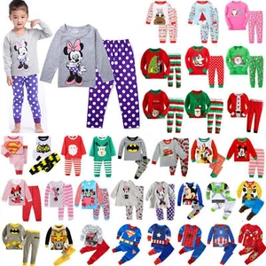2PCS Kids Boys Girls Pyjamas Nightwear Loungewear Long Sleeve Top Pants PJs Set- - Picture 1 of 46