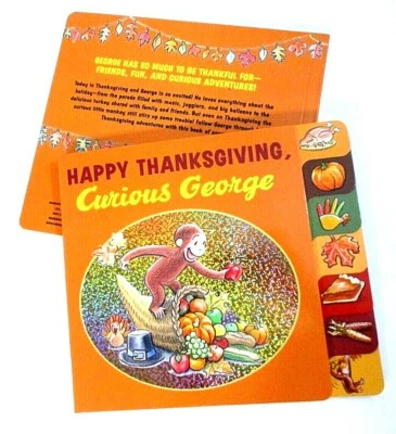 Happy Thanksgiving, Curious George tabbed board Hard Cover Book ~ Great Gift   Foto 1 de 4