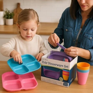 Juego de vajilla Your Zone 24 piezas para niños sin BPA apto para microondas - platos cuencos tazas - Imagen 1 de 18