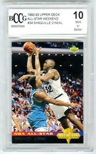 SHAQUILLE O'NEAL~1992 UPPER DECK ALL-STAR BCCG-10 MINT+ GRADED ROOKIE RC CARD#34