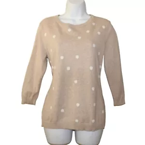 Talbots Factory Damen hellbraun Pullover weiß gepunktet 3/4 Arm Rundhals Gr. S - Bild 1 von 7