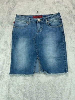 Falda corta vaquera YMI Y2K para niños 3 mujeres 28 azul frente flecos divididos dobladillo Foto 1 de 4