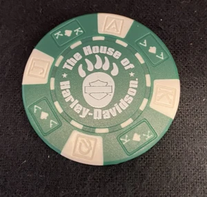 Anchorage, Alaska House Of Harley Davidson Poker Chip / Green & White  - Picture 1 of 3