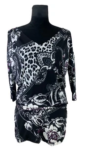 White House Black Market Size S Animal Print & Floral Tunic Blouse  - Picture 1 of 11