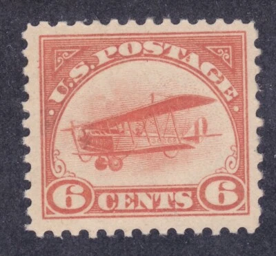 US C1 Mint OG VLH 1918 6¢ Orange Curtis Jenny Airmail Issue VF-XF Scv $55.00 - Image 1 of 2
