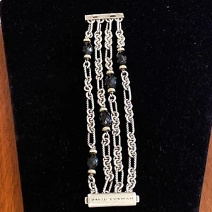 David Yurman Multi chain Bijoux Bracelet Onyx Gold And Silver - Picture 1 of 8