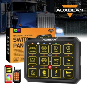 AUXBEAM 12 Gang RGB Switch Panel bluetooth Remote Control for Truck Universal - Picture 1 of 12