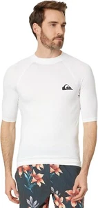 Quiksilver Men's Short Sleeve Swim Shirt UPF 50+ Size S SMALL WHITE RASH GUARD - Picture 1 of 3