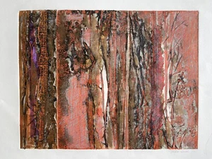 Vintage Modernist Abstract Expressionism AbEx Monotype Print Signed Nadia Irish - Picture 1 of 21
