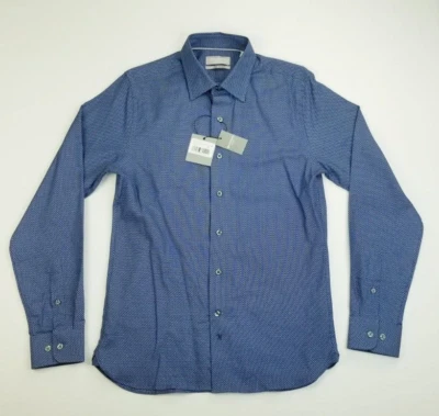 Hickey Freeman Small Men s Blue Pattern Embroidered Logo Long Sleeve Sport Shirt - Изображение 1 из 4