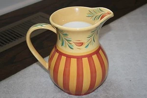 Southern Living at Home Gail Pittman 7.5" Pitcher Hand Painted Sienna Stripe - Picture 1 of 6