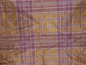 Lee Jofa, Gibson Silk Plaid, BTY, Color Gilt and Scarlet - Picture 1 of 2