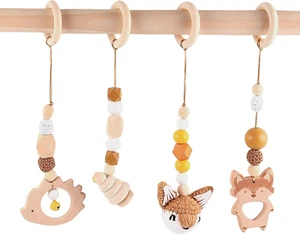 4 Pezzi Palestrina Neonato Legno,Palestrina Neonato Montessori Arco,Arco Giochi - Foto 1 di 12