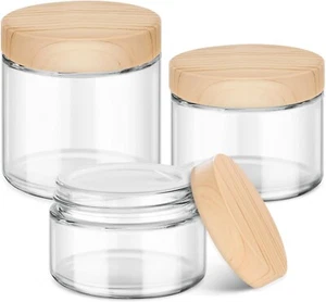 Glass Cosmetic Jars with Bamboo Lids 4 oz 2 oz 1 oz Small Glass Storage Jars ... - Picture 1 of 5