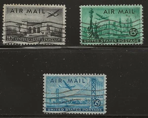 US Scott #C34-36, Singles 1947 Air Mail Complete FVF Used - Picture 1 of 1