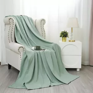 Wohndecke Waffelpique Tagesdecke Kuscheldecke Decke Sofadecke Mint 140x200 cm - Bild 1 von 3