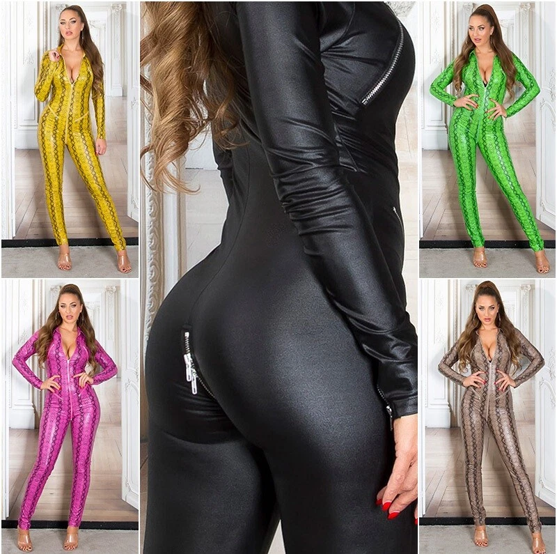 Koucla 2 Way Zip Highcollar Wetlook Lederlook Catsuit Overall Zips Milax-Fashion - Bild 1 von 1