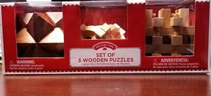 Holiday Time Set Of 3 Wooden Puzzles Brainteasers Great Gift NEW IN BOX - Picture 1 of 6