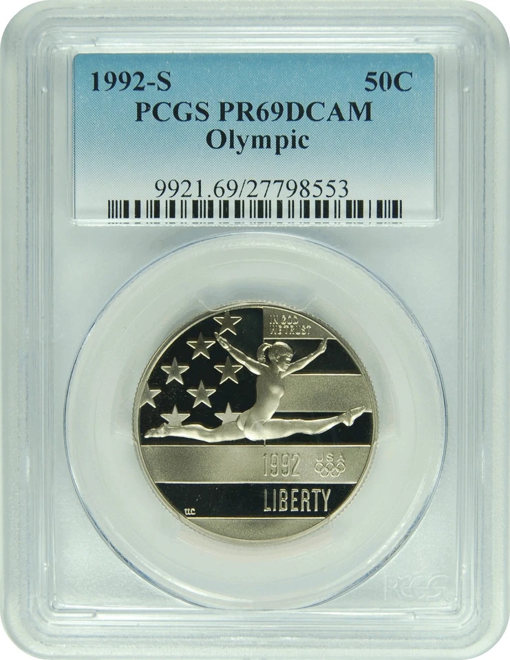 1992-S PCGS PR69DCAM Olympic GYMNASTICS Commemorative Half (New PCGS Label) - Image 1 of 1