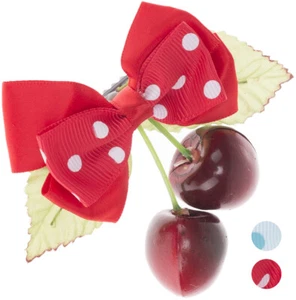 Vintage LAVONNA Cherries KIRSCHEN POLKA DOT Schleifen BOW Haarspange Rockabilly - Bild 1 von 5