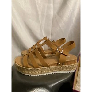 Womens Shoes by Soda Trader-S brown Strappy jute Platform Sandal 11M, NIB - Picture 1 of 17