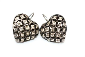 Vintage GAS Bijoux Large Diamante Hearts Earrings - Picture 1 of 5