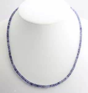 Iolite (Water Sapphire) Necklace Precious Stone Faceted Blue Rondelle Top - Picture 1 of 2