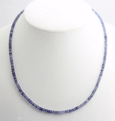 Iolite (Water Sapphire) Necklace Precious Stone Faceted Blue Rondelle Top - Image 1 of 2