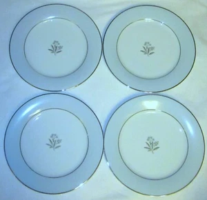 SET 4 Vintage NORITAKE MAVIS 5543 DINNER PLATES 10.5" Platinum Trim Japan XLNT - Picture 1 of 10