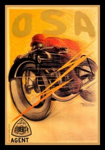 OSA Liberty Motorcycles Vintage Carreras Lienzo Impresión Nevera Imán 6x8 Grande - Imagen 1 de 2