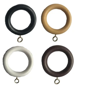 Kunststoff Vorhangstange Ringe Holzeffekt mit Öse Vorhang Ring - 2 Größen - Bild 1 von 52