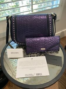 NWT BRAHMIN Small Nadine Ultraviolet Altair Leather Bag & Wallet - HOLIDAY READY