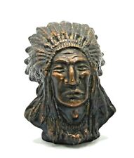 Native American in Head Dress Figurine Copper Metal Ware