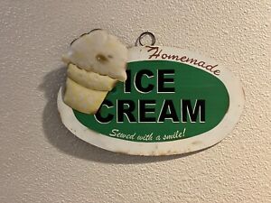 Small Vintage Metal Ice Cream Sign Nostalgic ~1950s