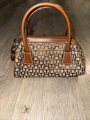 Tommy Hilfiger Vintage Handbag Mini Satchel Purse Brown Tan Micro Top Handle - Image 1 of 4