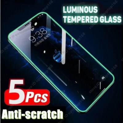 For iPhone 13 14 15 16 Pro Max 12 11 XR Protector luminous Tempered Glass Film - Image 1 of 4