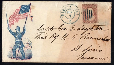 Bandera y espada cubierta patriótica de la Guerra Civil - Capitán Geo E. Leyton 3er Reg. Missouri Foto 1 de 3