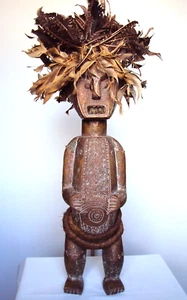 EXTREMELY RARE FANG POWER STATUE Brass Feathers 24" African Carving!! - Picture 1 of 16