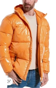WESC Mens Unisex Orange Vegan Puffer Jacket Size Small Gorpcore Size S NWT - Picture 1 of 13