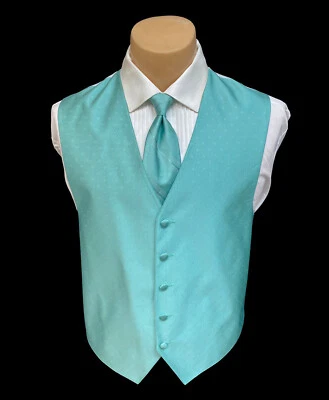 Men's Ralph Lauren Seafoam Green Tuxedo Vest & Tie Adjustable Fullback XL - Image 1 of 4