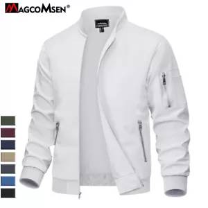 Men's Windbreaker Bomber Jackets Lightweight Casual Full-Zip Work Coats Pockets - Picture 1 of 54