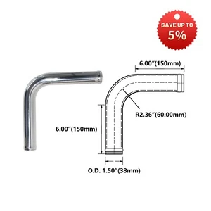 1.50" 90 Degree Elbow Polished Aluminum Intercooler Pipe Tube Hose 6'' length - Bild 1 von 8
