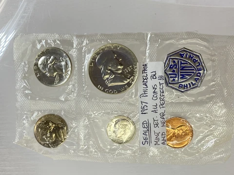 1957 Philadelphia Mint Set -Mint State SEALED in Orig Gov Cello Cover