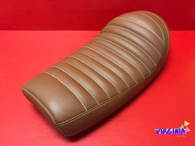 Fit YAMAHA SR SR500 SR400 BROWN SEAT+WHITE STITCH CAFE STYLE "Eddie Moto" <VI> - Imagem 1 de 4