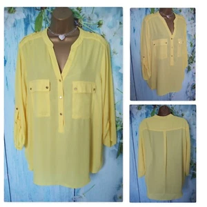 NEW LADIES WALLIS TOP SIZE XL 18/20, Yellow roll tab Sleeve Blouse Shirt - Picture 1 of 8