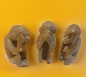 Stone Carved Wise Sanzaru Monkeys - Picture 1 of 4