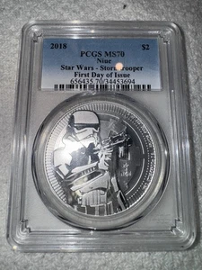 2018 $2 PCGS MS70, The Country of Niue, Star Wars - Stormtrooper FDOI - Picture 1 of 4